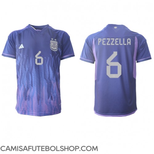 Camisa de time de futebol Argentina German Pezzella #6 Replicas 2º Equipamento Mundo 2022 Manga Curta